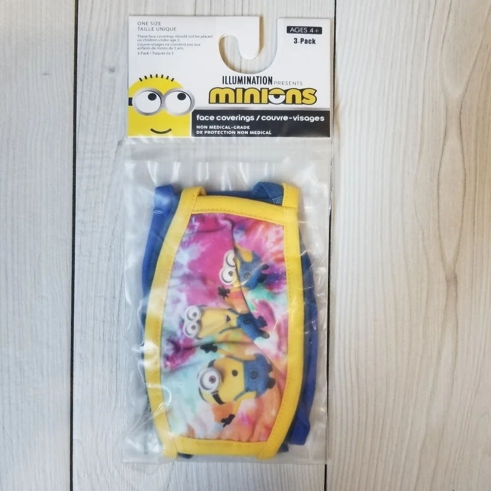 Kids Minions Face Mask (3 pack) NWT